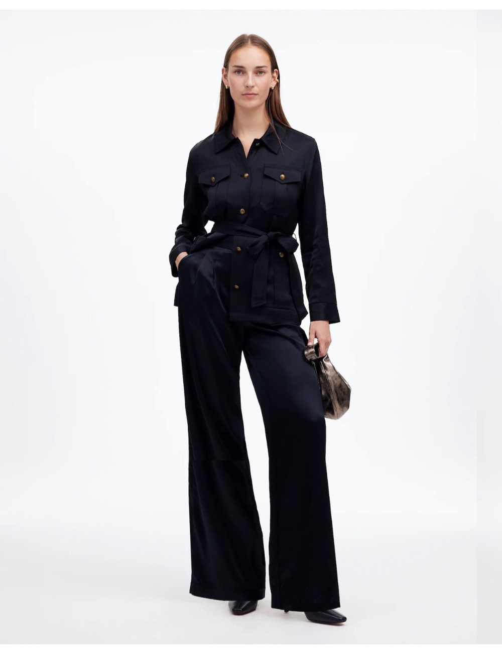 Woman’s Madewell Harlow Superwide-Leg in Stretch Satin - Picture 4 of 5